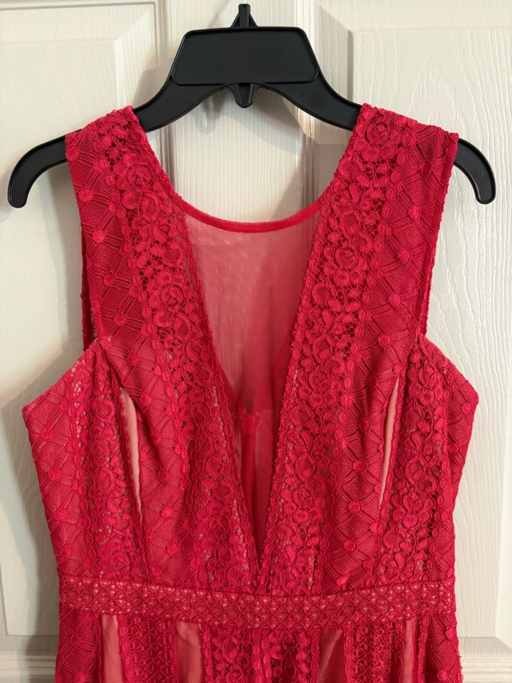 BCBGMaxAzria Red Lace High-Low Mesh Dress - Picture 3 of 5